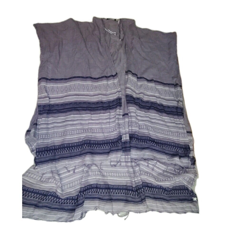 American Eagle Purple Striped Gauze Kimono OSFM Tassel Fringe Boho Coverup